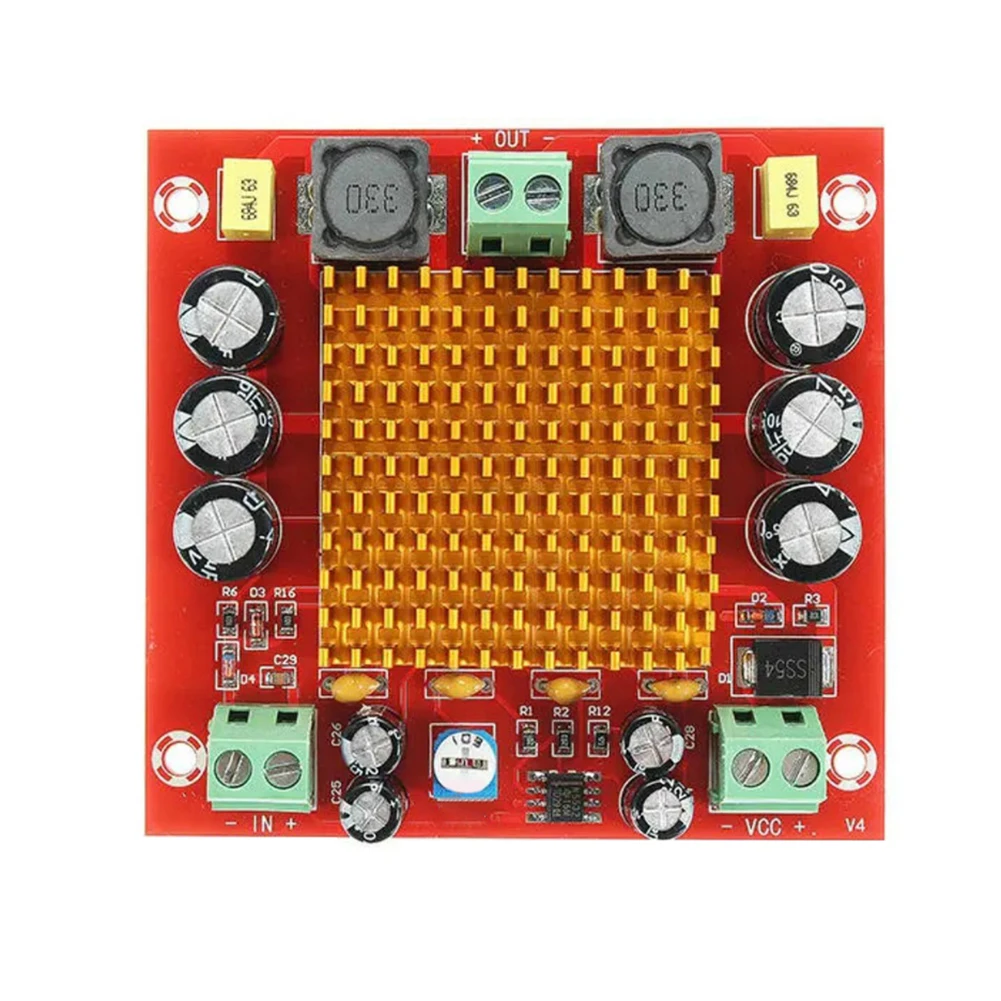 XH-M544 Power Amplifier Board 150W High-power TPA3116DA Digital Power Amplifier Board Module DC 12-26V Radiator for Home Theater