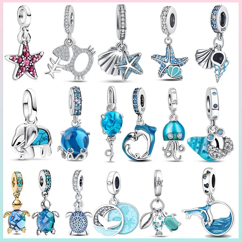 

Стерлингового серебра 925 пробы, морская звезда, черепаха, морское существо, серия, очаровательная модная подвеска из бисера, подходит для оригинального браслета-пластинчатого типа «сделай сам»