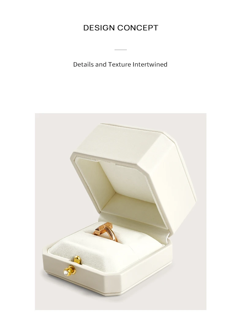 Oirlv Leder-Schmuckringbox Verlobungsgeschenk-Etui Aufbewahrungsbox für einzelne Ringe & Paar-Eheringe für Heiratsantrag Jubiläum – Detail 2