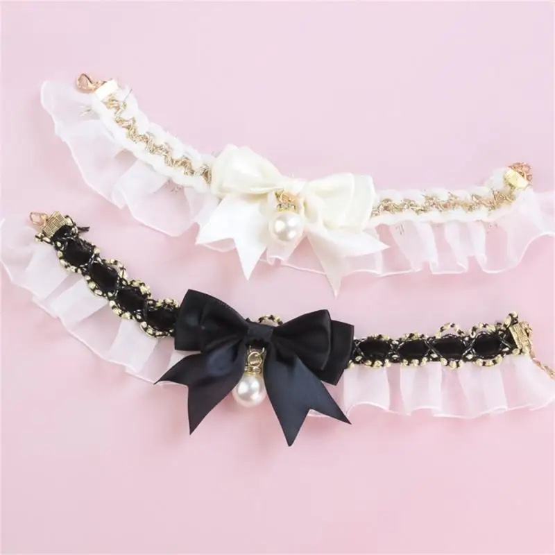 Cat collar cute lace bow pet dog cat collar adjustable cat necklace jewelry Sweet neck decorative pet accessories Pet supplies