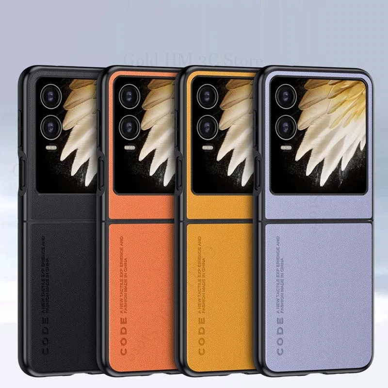 

Pure Color Leather Shockproof Phone Case For Tecno Phantom V Flip2 Hard PC Bumper Tough Cover For Phantom V Flip 2 Candy Fundas