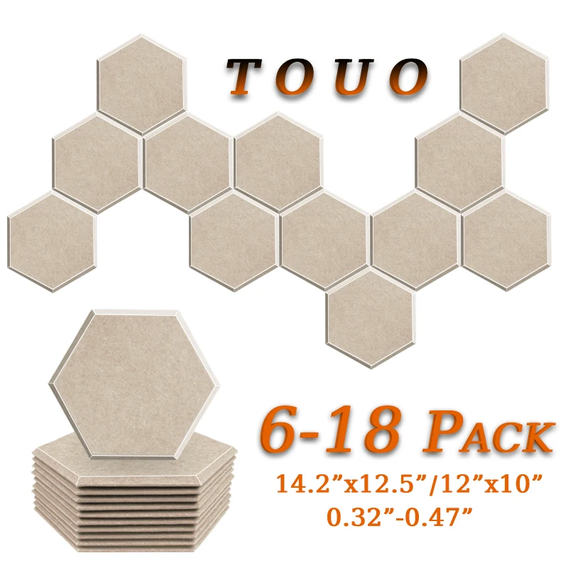 

TOUO Acoustic Panel 6/12/18 Pcs Flame-Retardant Wall Panels High-Density Sound Insulation Material Offices Acoustic Treatment