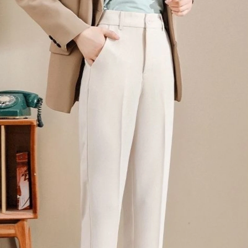 And Capris Office Elastic Waist Work Clothing Women\'s Pants Tailoring Trousers for Woman Buttons All Medium Harajuku Aesthetic G