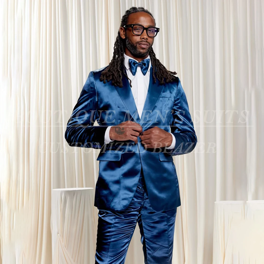 

One-Button Luxury Men's Suits High Quality Evening 2 Piece Jacket Pants Outfits Customzied Slim Fit Male Clothin Costume