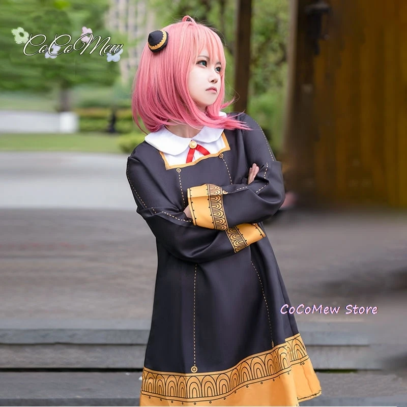 Anime SPY FAMILY Anya Forger Cosplay Costume Toddler Kids Anya Cospla Kawaii Black Dress Party Clothes Wig Halloween Women Girl