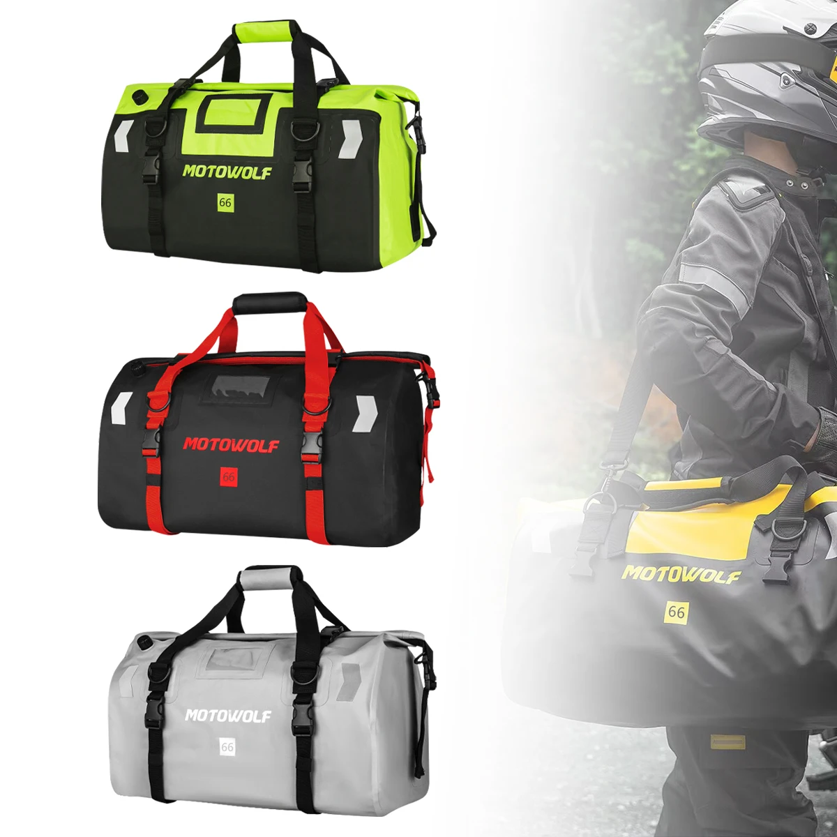 Motorrad Wasserdichte Hecktasche Reise Outdoor Trockenen Gepäck Roll Pack Tasche 20/66/100L Motorrad Gepäck Rucksack Motorrad sitztasche – Detail 5