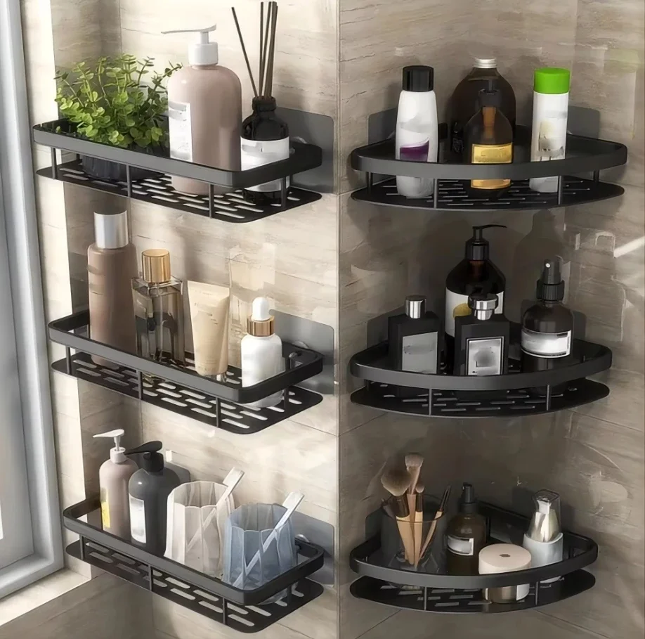 Bathroom Storage Rack No Drill Shelves Wall Mount Corner Shelf Shower Holder For WC Shampoo Organizer Bathroom Accessories