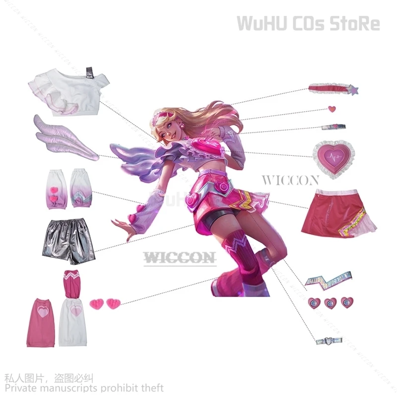 Gioco LOL lovestred Lux Costume Cosplay LOL san valentino New Skin Lux Women Costume Cosplay Halloween Set completo Sexy Lolita