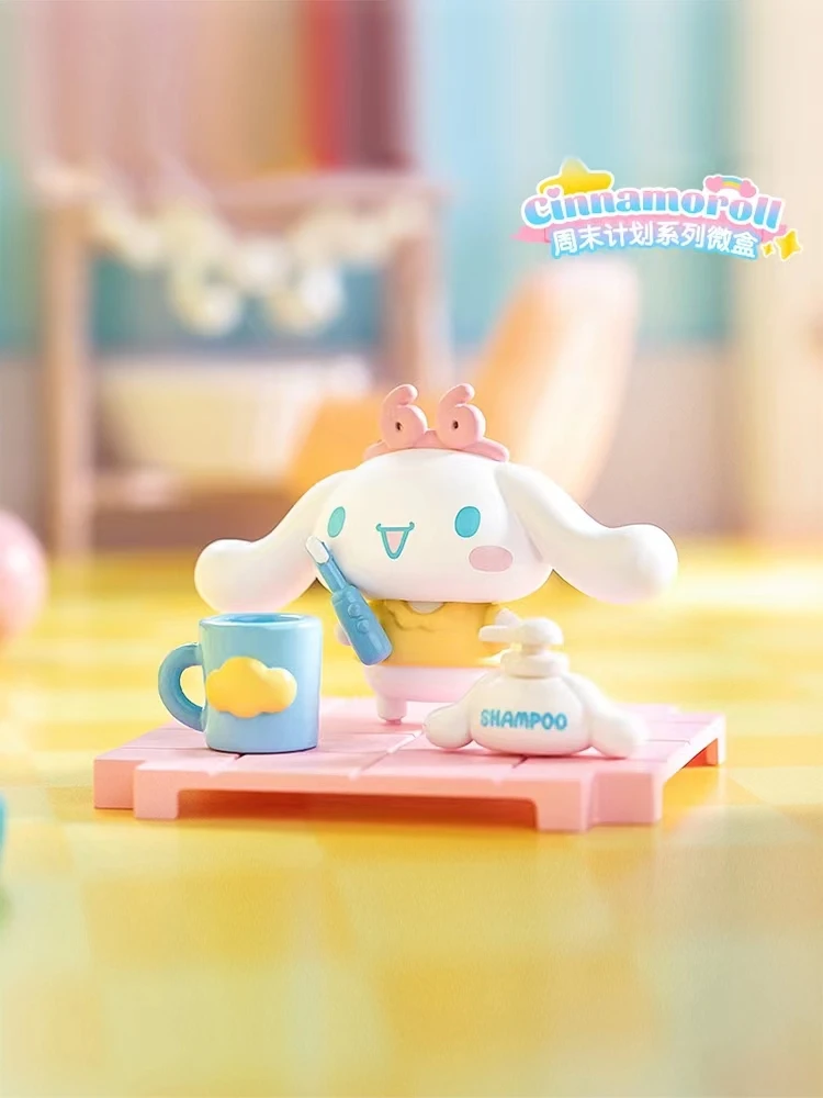 Série Sanrio Cinnamoroll Blind Box, Plano Fim de Semana, Nano Sanrio Mystery Box, Saco Aleatório, Kawaii Cute Figure Model, Kids Birthday Gift