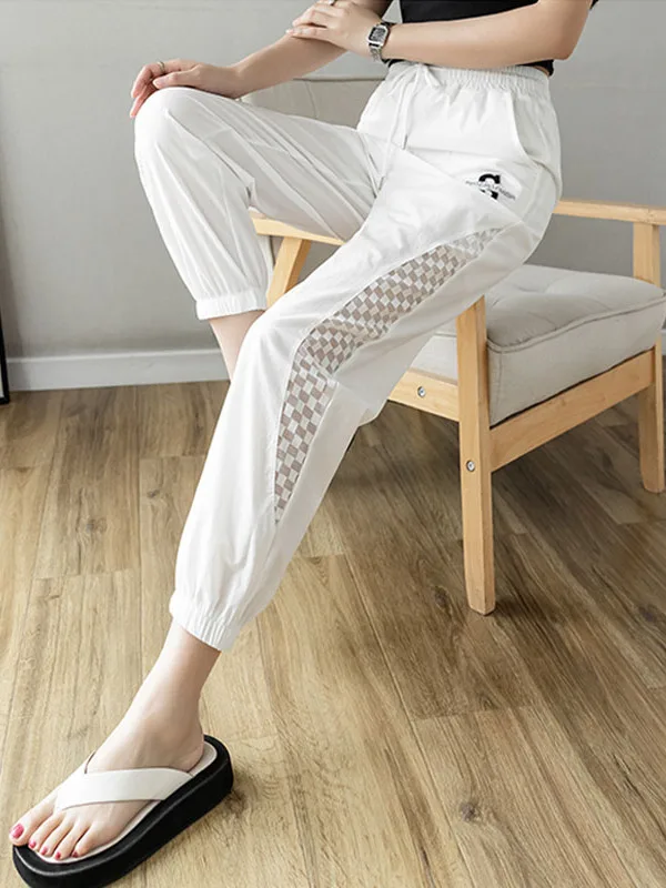 

Fenshixuan Quick Dry Lightweight Breathable Women's Sport Pants Summer Slimming Loose Fit High Waist Nine Points Casual Pants