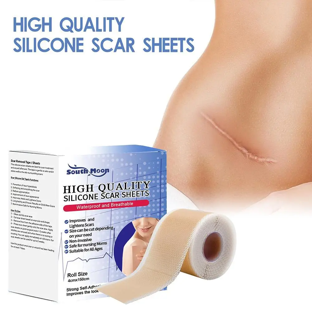 

Silicone Scar Sheets Patch Painless Scar Repair Tape Roll Effective Scar Removal Strips for C-Section Surgery Burn Acne