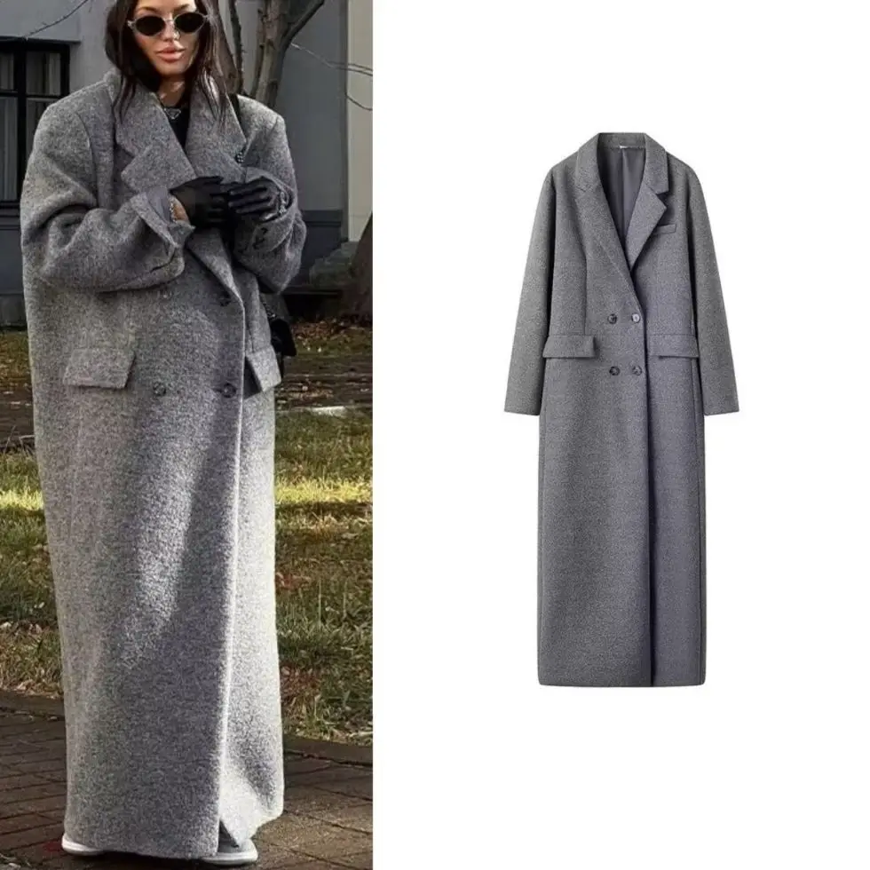 

ay Шерстяное пальто, длинное пальто, костюм с воротником из смеси хлопка, осень-зима, Новое поступление, элитное женское модное пальто...