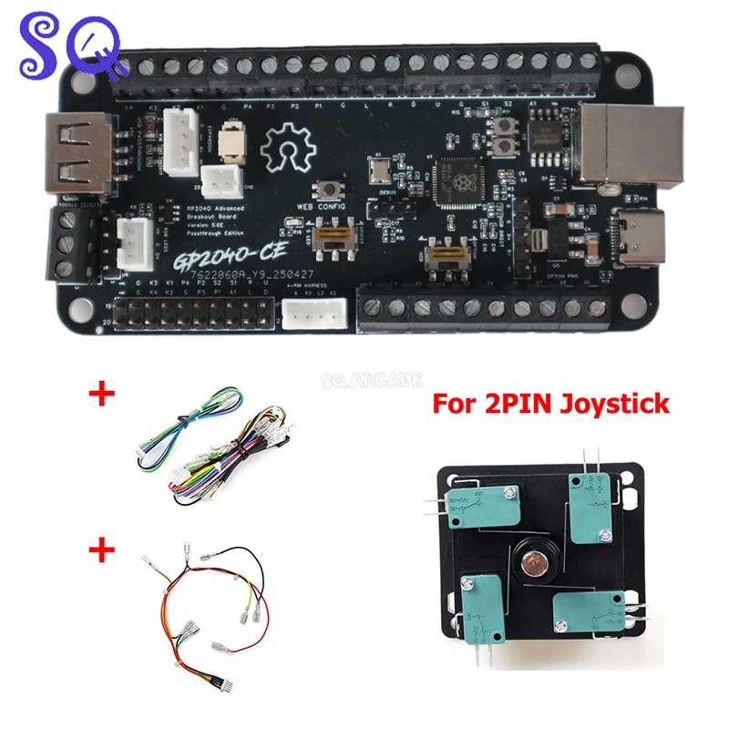 Advanced Breakout Board GP2040-CE Raspberry Pi RAC PICO Game Joystick Control Chip Kit Zero Delay RGB LED Multi Input Mode