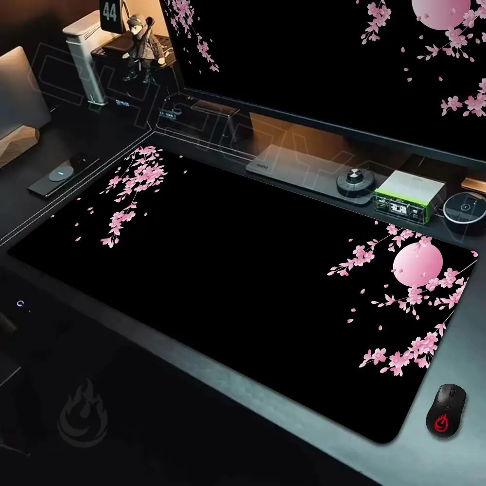 Moonlit Night Cherry Blossom Scenery Mouse Pad Desk Mat Non-Slip Durable office mouse mat gaming mats Stitched Edge HD printing