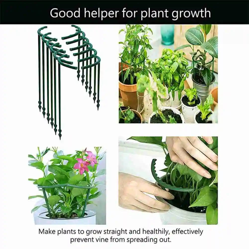 M11K-Plastic Plant Support Cage-Non-Connectable Double Fin Tail, 12-Piece Stand For Indoor Gardening