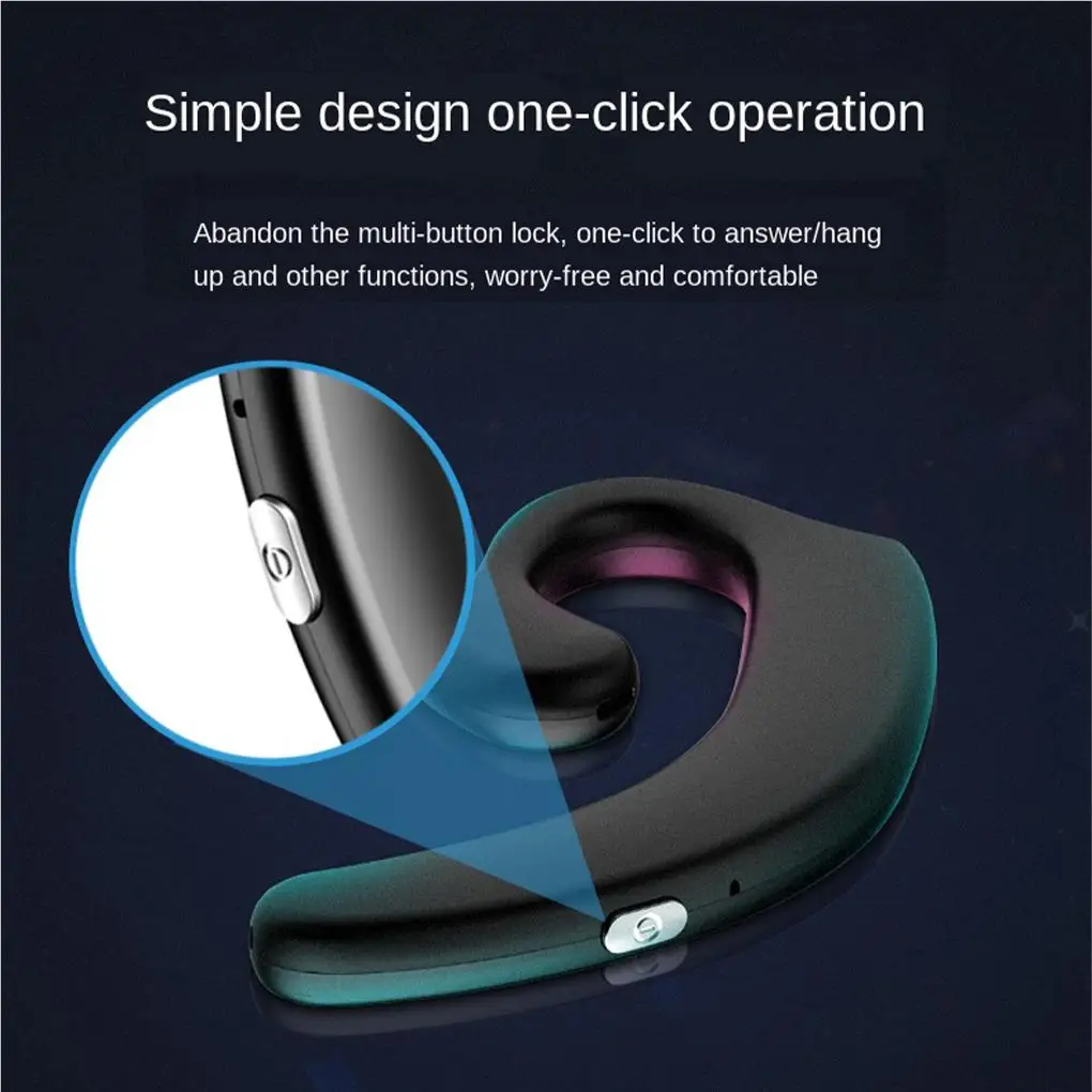 Bluetooth-Compatible Earphone Rechargeable Ergonomic Earhook Earbud Hands-Free Wireless Headset Accessories Black