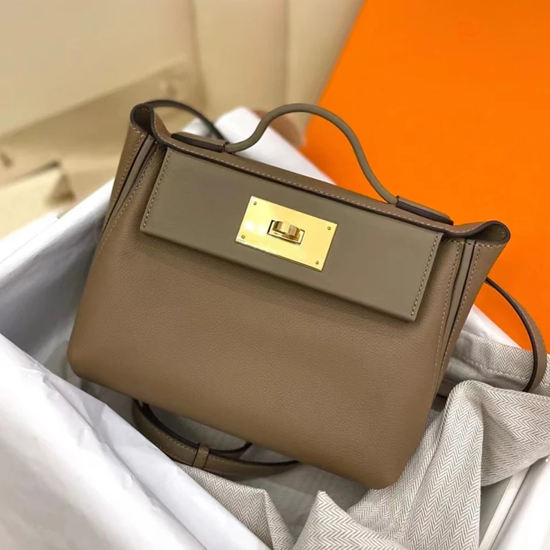 Bag 2024 New  Bag 2424 Women's Bag Platinum Bag Full-grain Leather Dumpling Bag Wing Shoulder Portable Cross-body