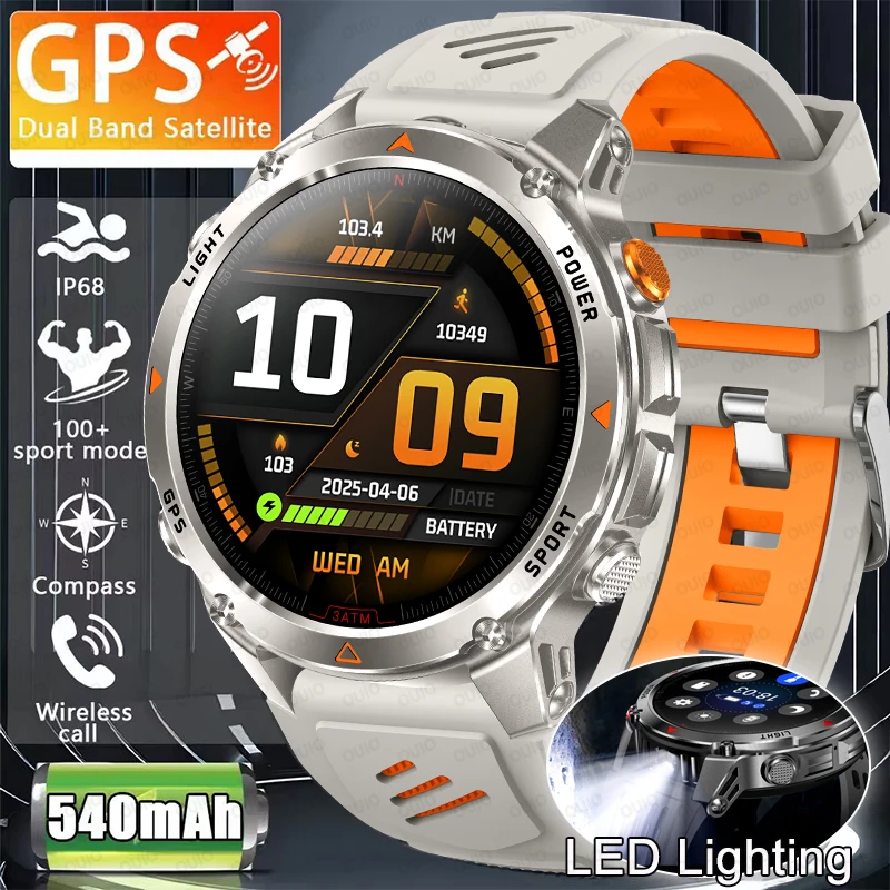 

2025 New LED Lighting Outdoor Smart Watch GPS Six-star Positioning Compass 1.46" Screen 100+ Sports IP68 Waterproof Smart Watch