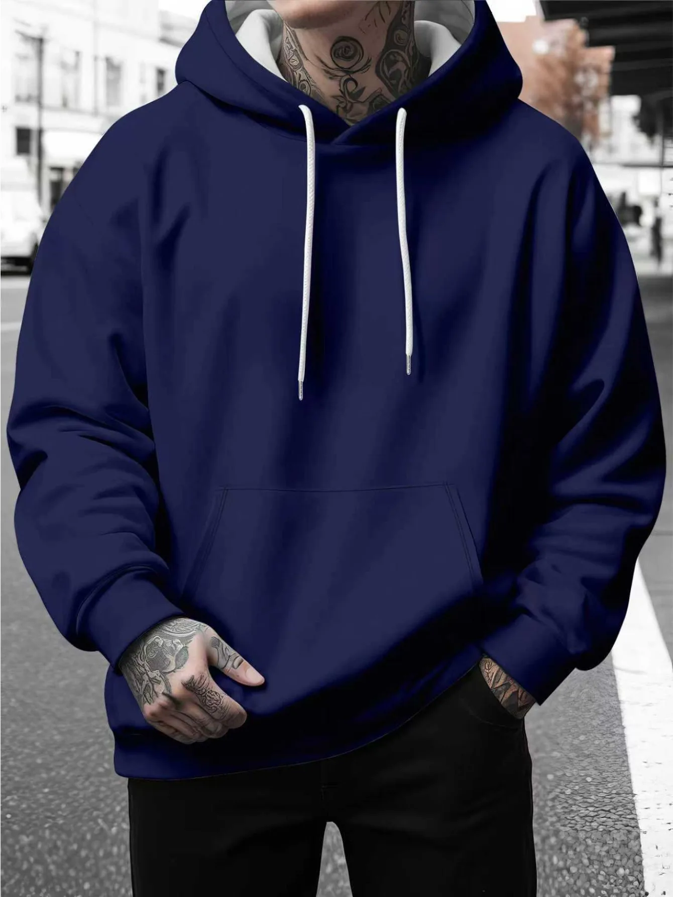 New model: men’s hooded long-sleeve loose-fitting casual printed basic sweatshirt. Perfect for young people in spring, summer, a