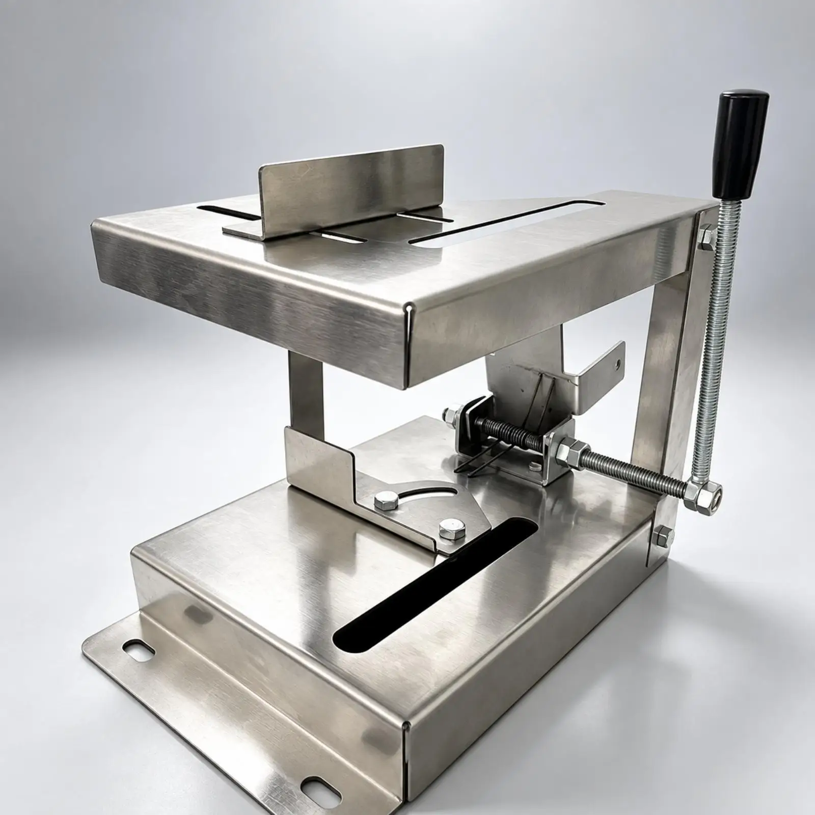 Angle Cutting Table Stand for Handheld Grinder with Movable Fence and Base Mounting Slots for Workbench