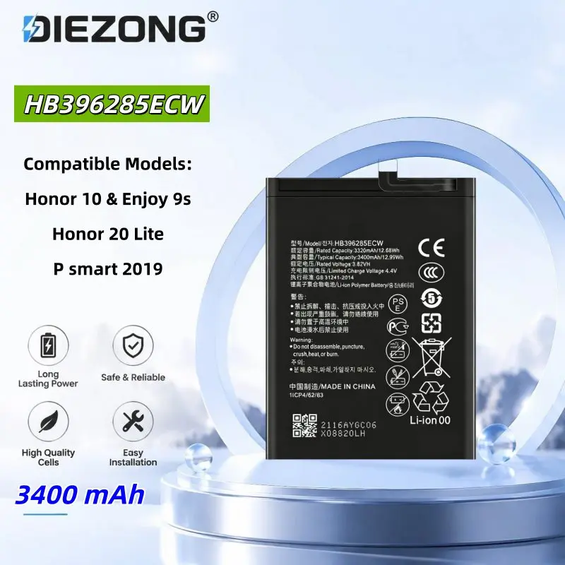 HB396285ECW Replacement Phone Battery 3400mAh for Honor 10 Enjoy 9S Honor 20 Lite Long Lasting Smartphone Battery