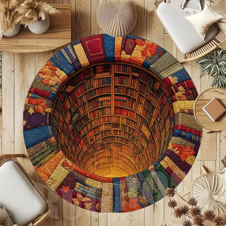 Hallowmas Round Printed Plush Carpet Nonslip Indoor Outdoor Festival Entrance Floor Mat Excellent Gift Choice Multiple Sizes