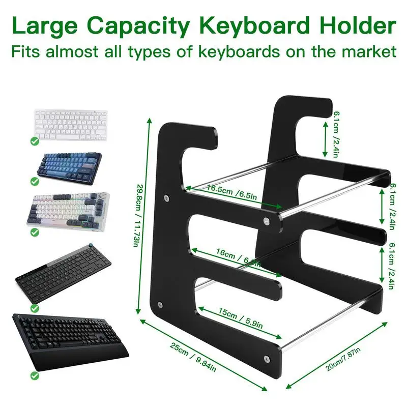 3 tier teclado armazenamento rack, display stand teclado mecânico, prateleira para computador