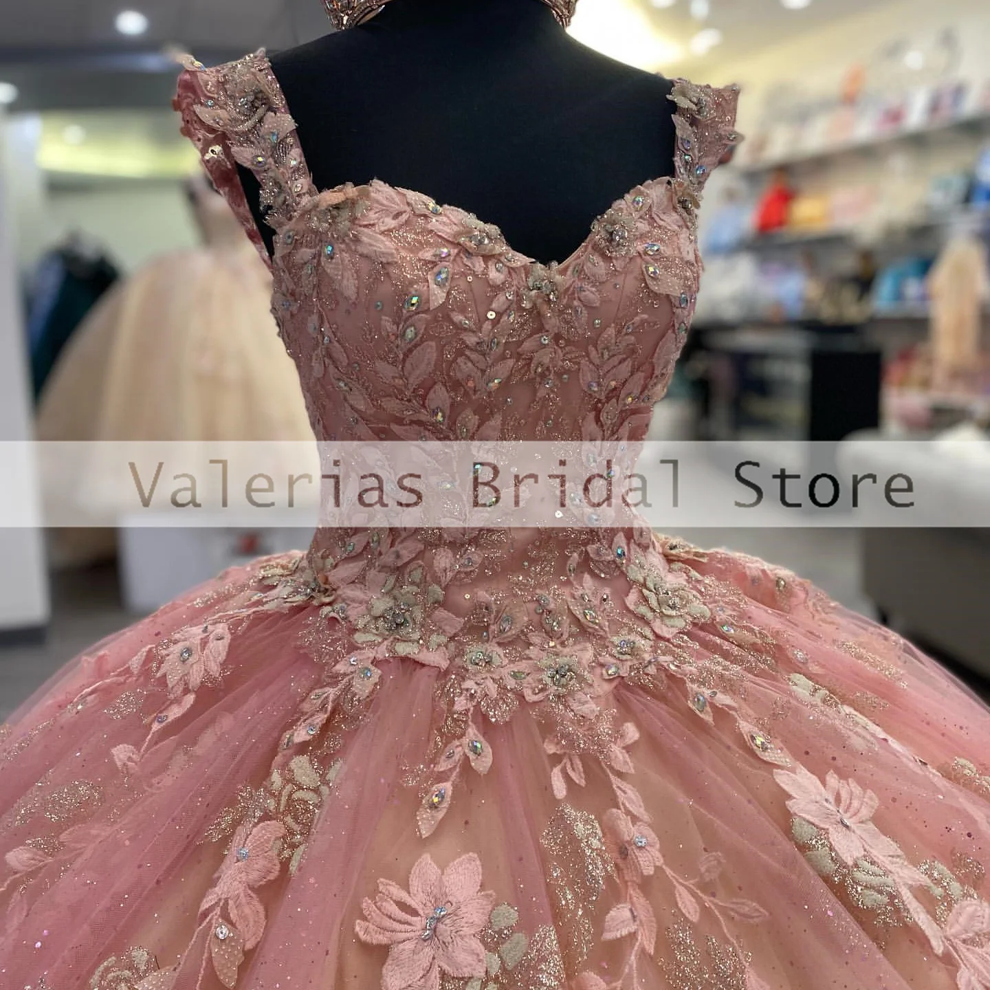 Rosa quinceanera dressrobes de soirée apliques rendas vestido de baile doce 16 meninas formal festa vestidos de baile personalizado