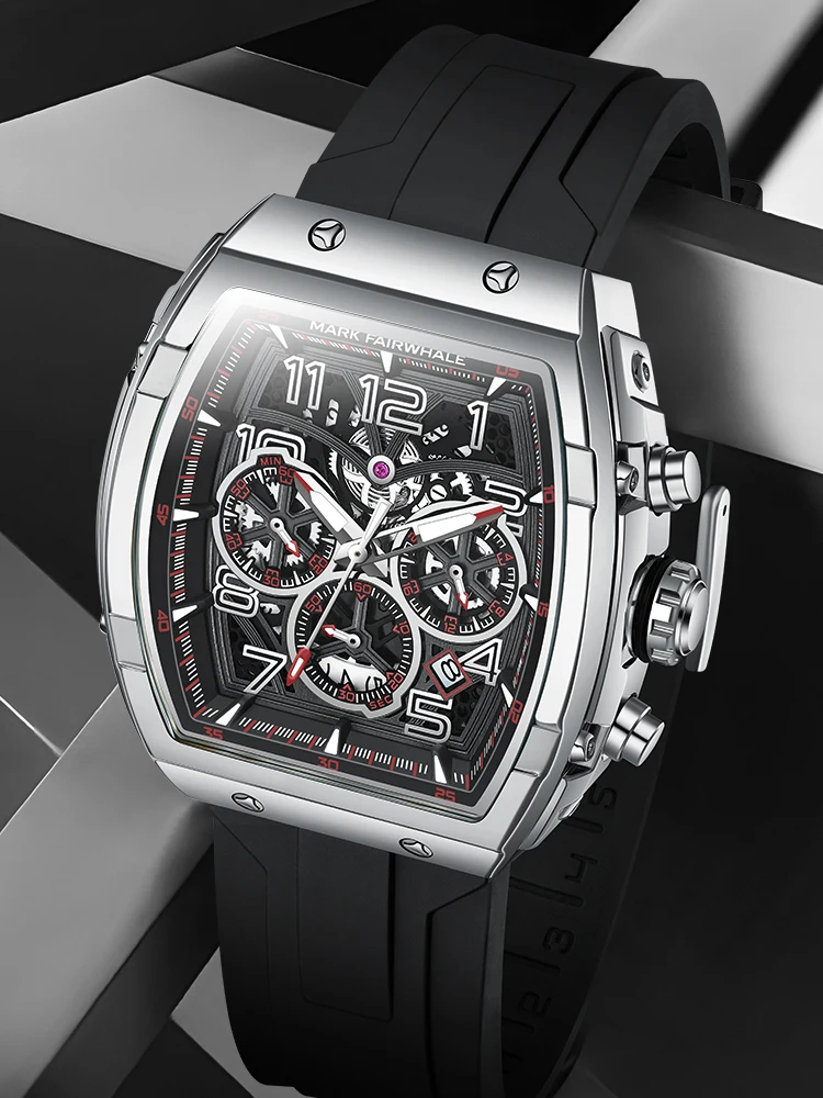 

Трендовые спортивные кварцевые мужские часы со скелетом, роскошные водонепроницаемые силиконовые часы высокого качества, reloj hombre