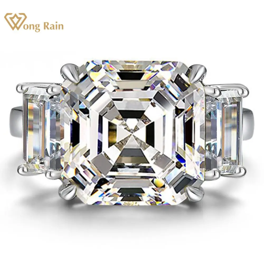 

Wong Rain 100% 925 Sterling Silver Asscher Cut Lab Sapphire High Carbon Diamonds Gemstone Wedding Engagement Ring Fine Jewelry