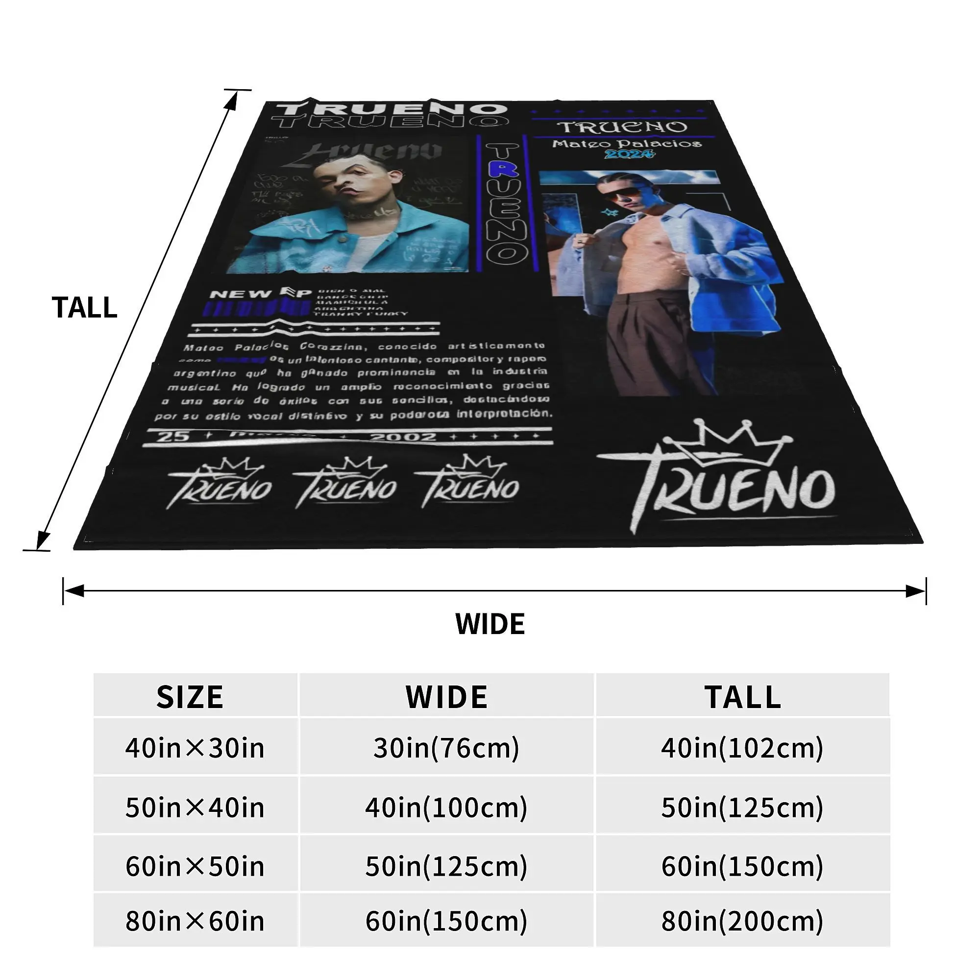 Funny trueno hip hop rapper  Blankets Lightweight Thin Fleece  Cozy Throw Blankets Machine Washable