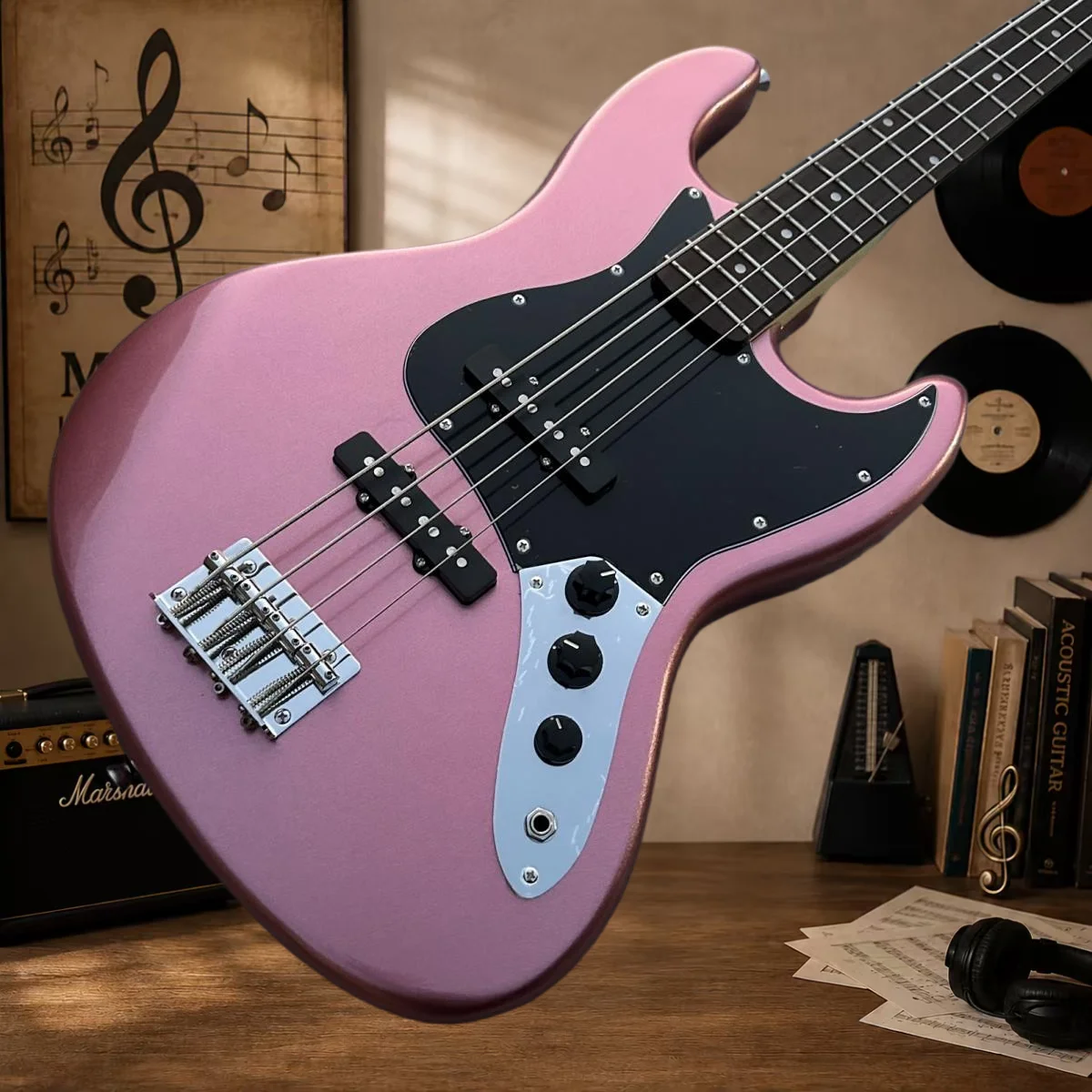 Metal Powder Electric Guitar SQ Four String Black Shield Female Musician Students Adults Zero Foundation Free Shipping