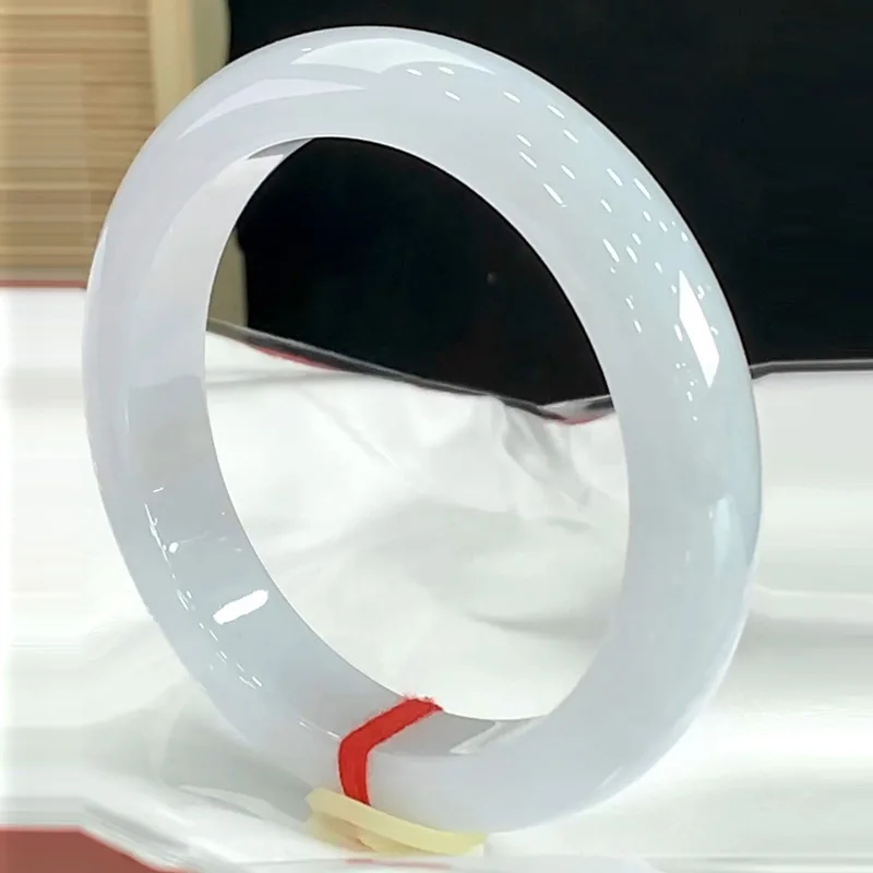 White Moonlight Bracelet, First-Hand Jade Bangle, Icy and Translucent