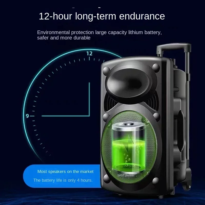 مضخم صوت عمود مكبر صوت بلوتوث ، K Song Boombox ، في الهواء الطلق ، مربع الصوت الرقص ، ميكروفون لاسلكي ، TF ، AUX ، قرص U ، 15 "، W