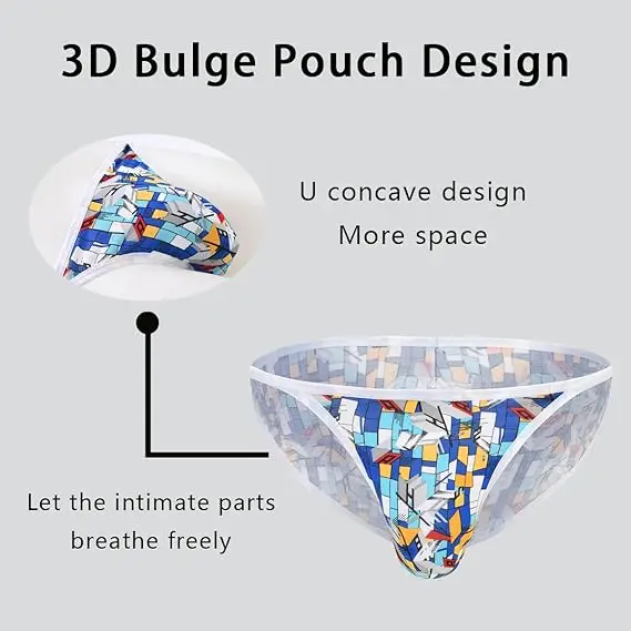 Zonbailon Men's Briefs Breathable Underwear Cartoon Print Comfortable Tagless Briefs