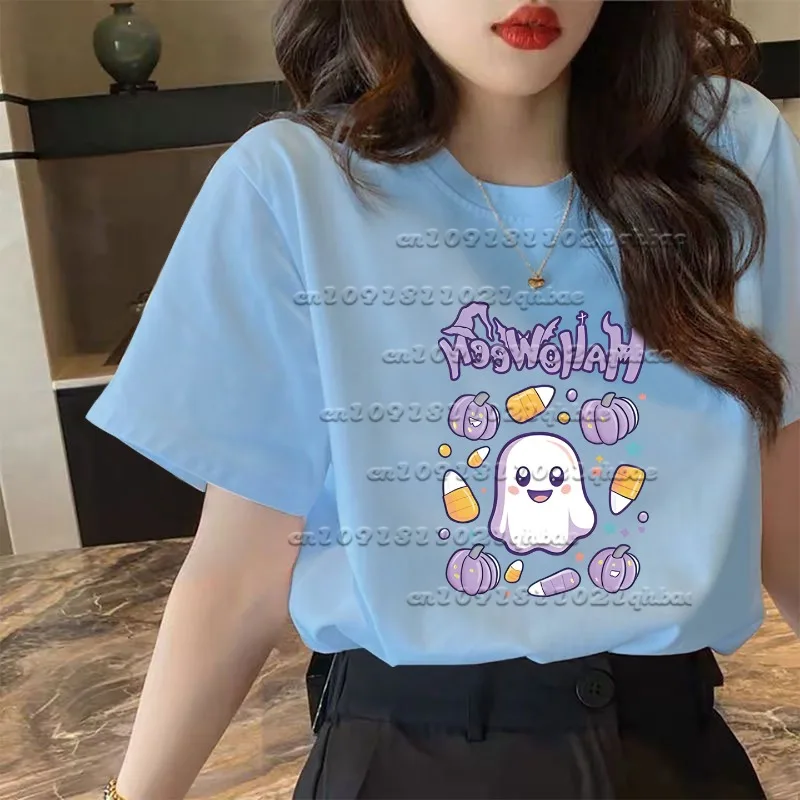 

Новый повседневный свободный и универсальный быстросохнущий топ с короткими рукавами и 3D-печатью на Хэллоуин, модный