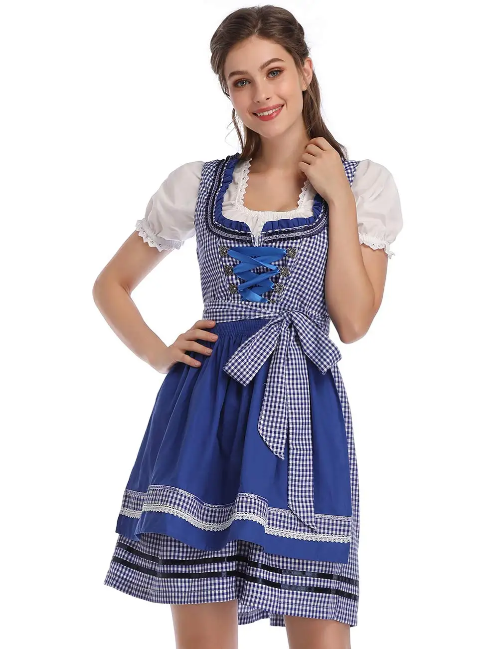 The New Lady Dirndl Oktoberfest Costume Bavarian National Women's 3 Piece German Dirndl Dress Costumes for Bavarian Oktoberfest