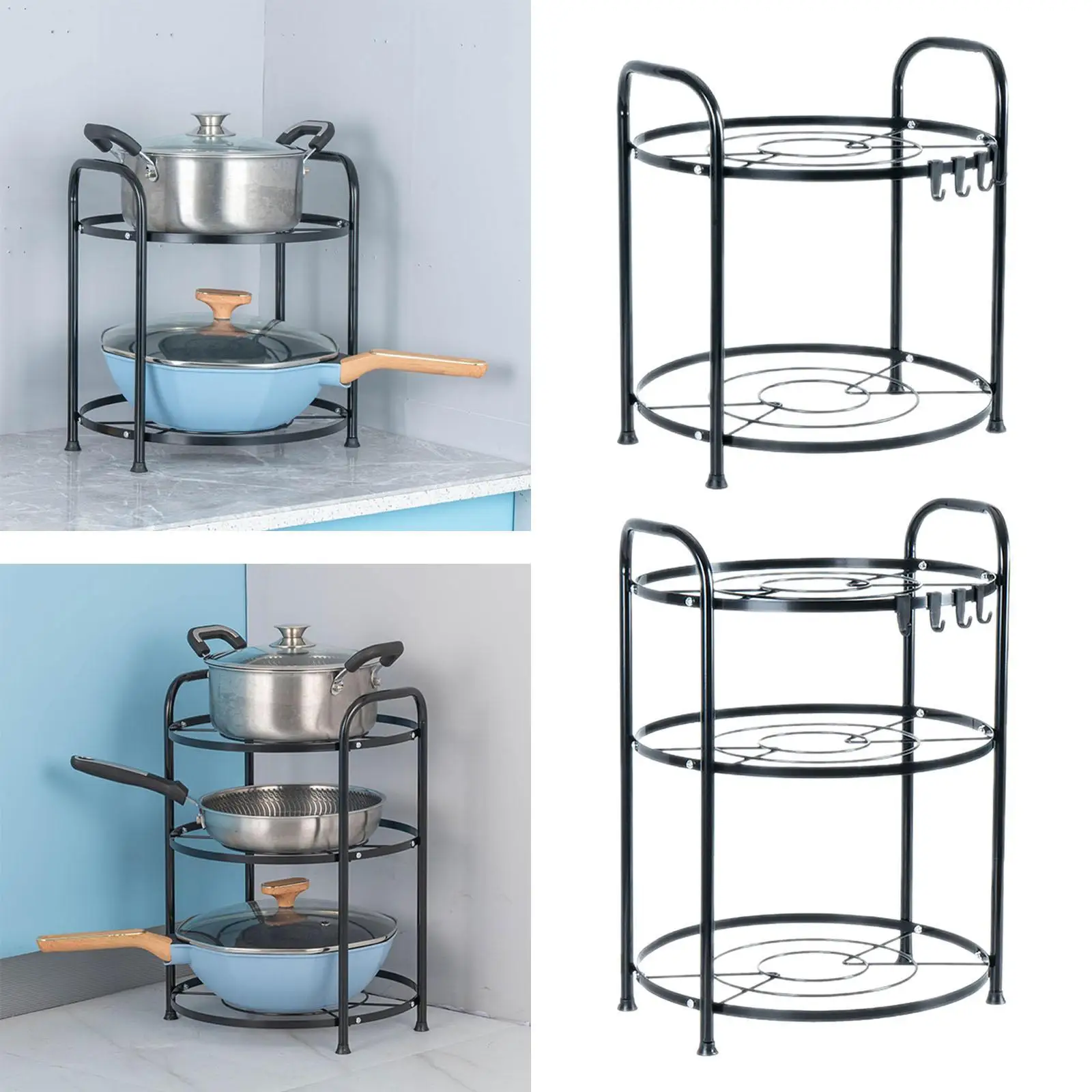 

Pots and Pans Organizer Metal Kitchen Shelf for Pantry Kitchen Countertop