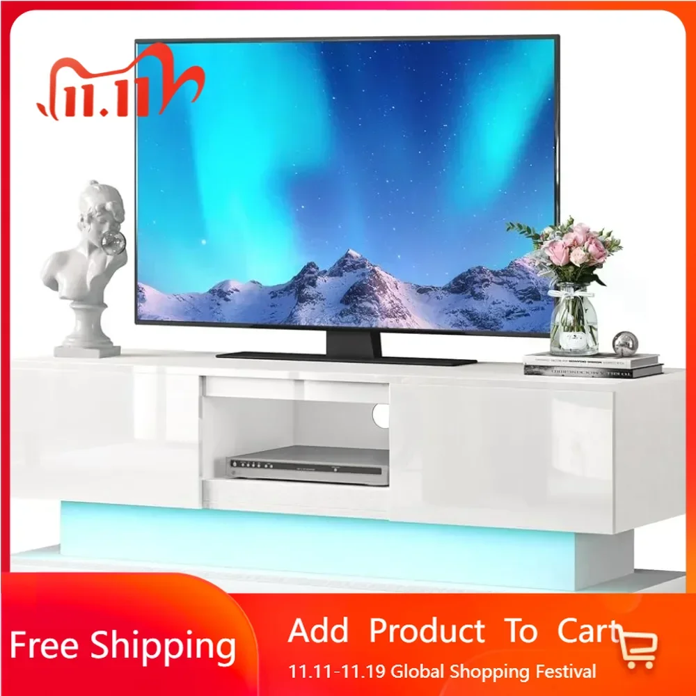 Suitable for the Maximum 55 -inch TV Modern TV Cabinet With LED Lights and Storage Drawers Modern Living Room Furniture Stand