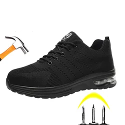 Men Air Cushion Safety Shoes Indestructible Work Shoes Sneakers Steel Toe Anti-smash Industrial Shoe Puncture-Proof footwear