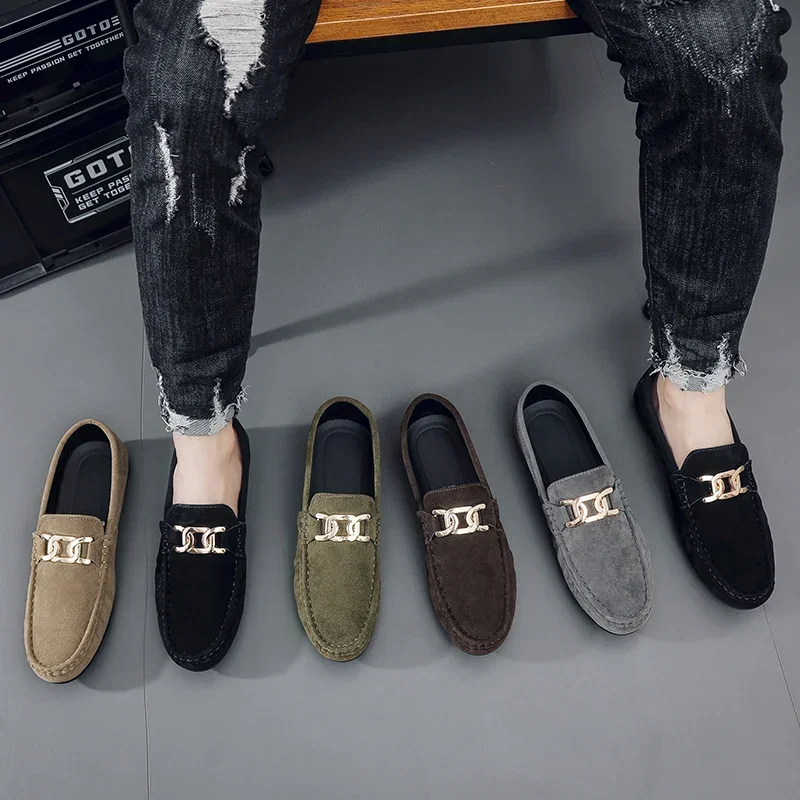 Fashion Suede Men Casual Shoes  Breathable Comfort Slip-on Mens Driving Shoes Luxury Brand Men Loafers Mens Lazy Shoes Moccasin