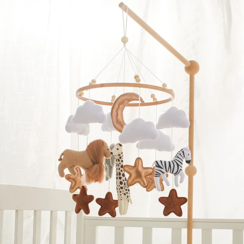 CPull-Cloche de lit mobile en bois pour bébé, hochets en feutre doux, boîte à musique pour nouveau-né, cadeau pour bébé