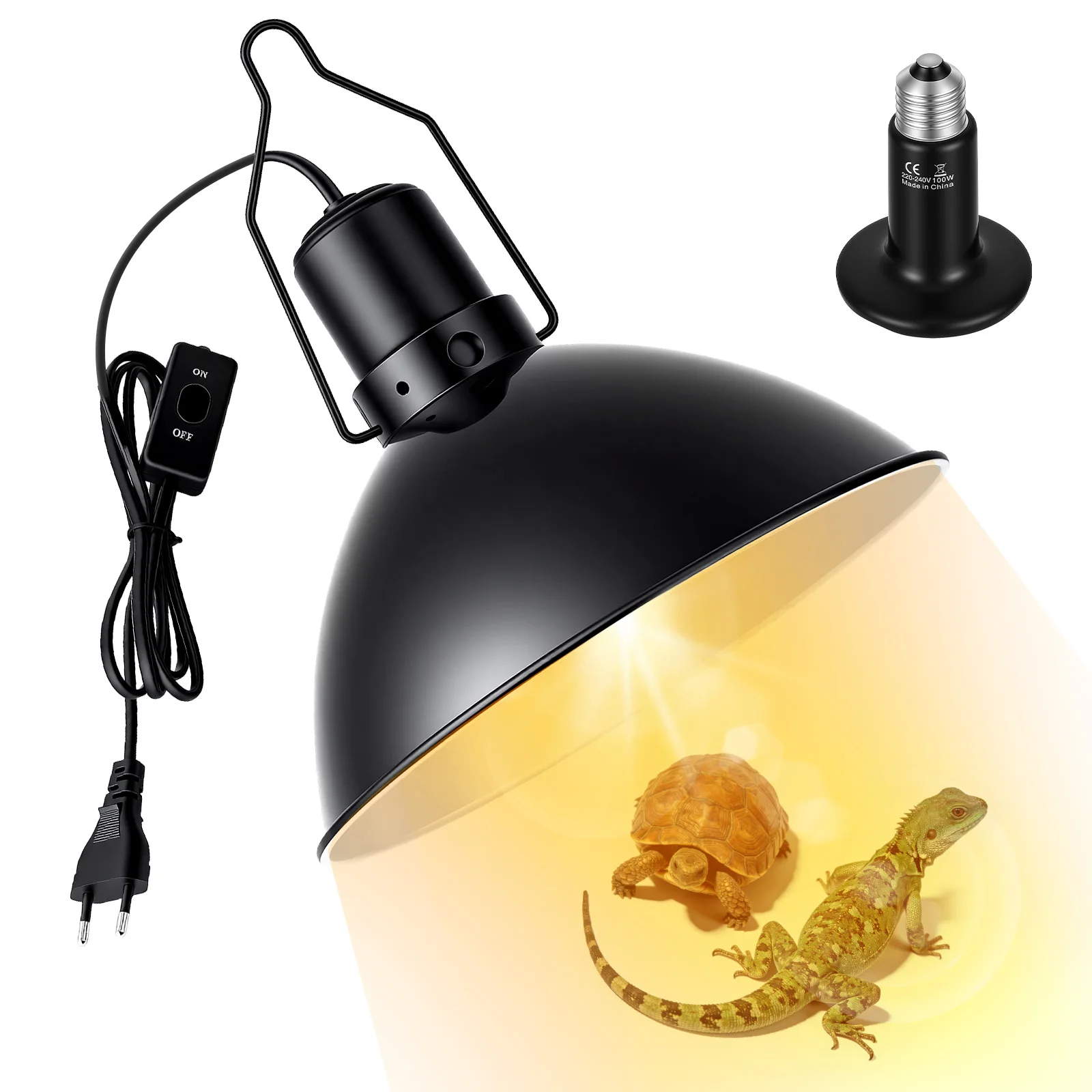 

1 Piece 21cm Metal Reptile Heat Lamp Holder Shade Universal Lampshade For Reptile Lizard Turtle Feeding Box Accessories AC220V