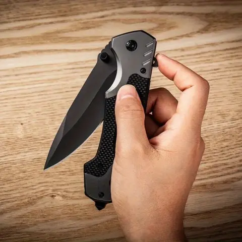 Portable Folding Knife - High-Hardness Stainless Steel Tanto Point Blade, Lightweight Ergonomic EDC Tool for Camping, Hiking