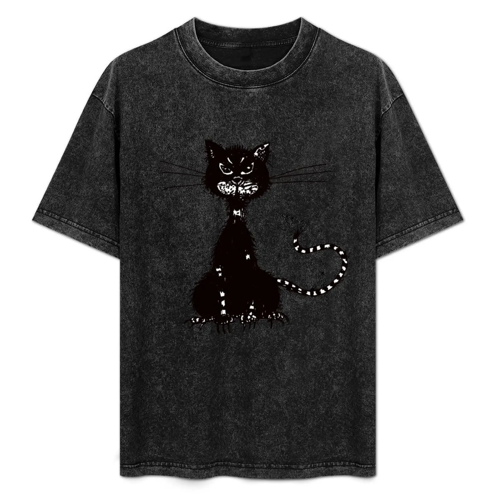 

Grunge Ragged Evil Black Cat T-Shirt Trend Art Print T-Shirt
