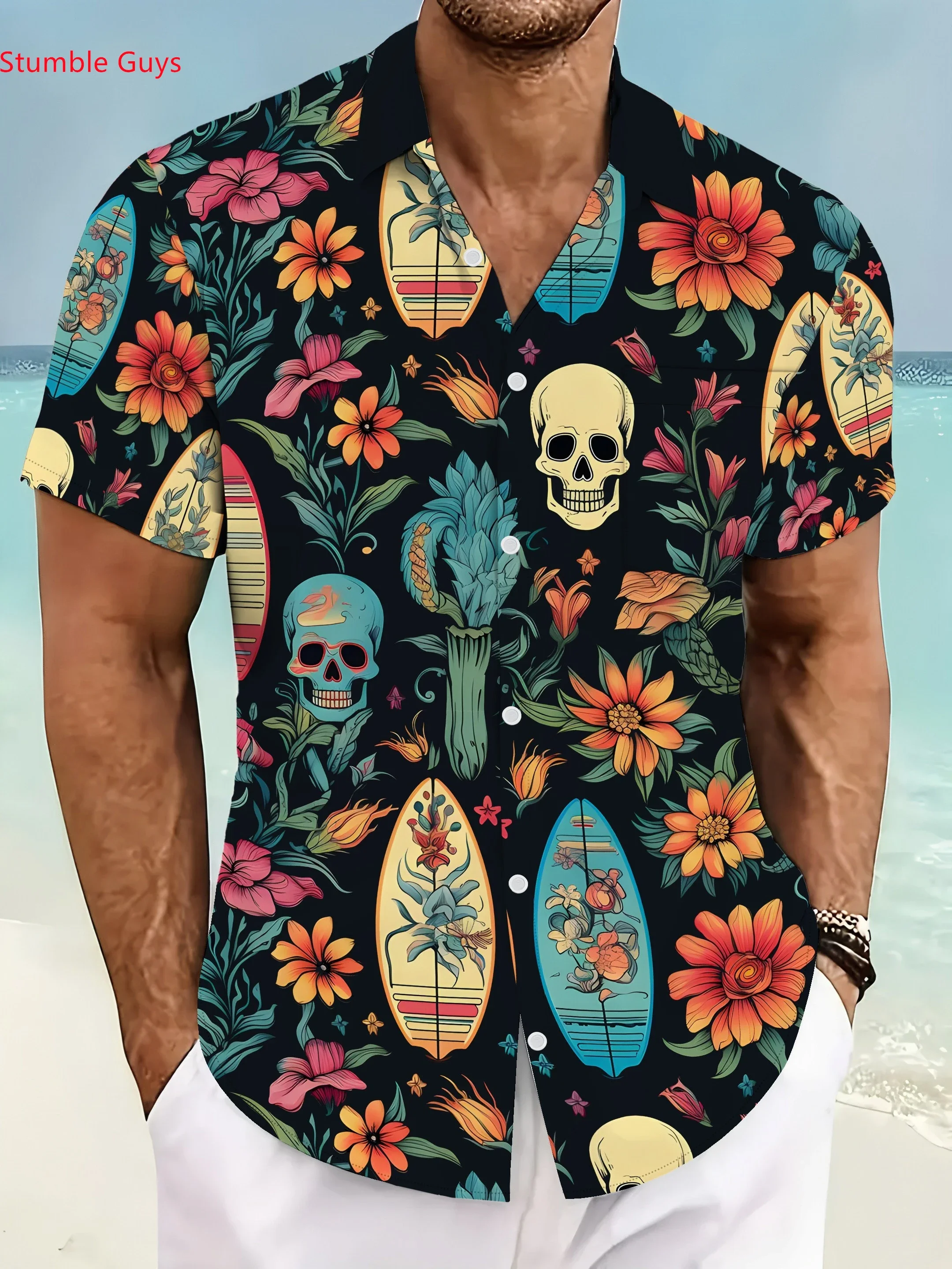 Men's Casual Man Short Sleeve Hawaiian Shirt Summer Cool Tropical Print Lightweight Stylish Tops For Vacation Outings