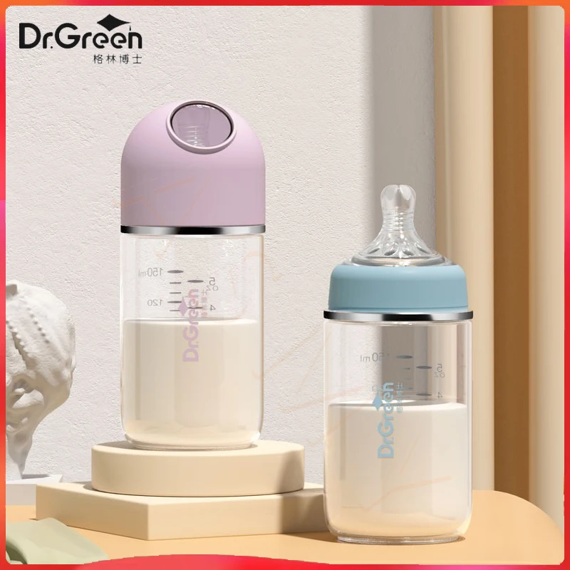 

Dr.Green New Upgrade Professional Newborn baby bottles Wide Mouth Bottle High borosilicate Glass 150mL/240mL Washable Bottles