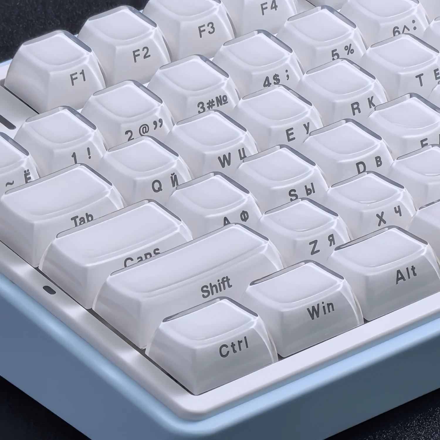 

MAIMOOO белая желе русская клавиатура OEM-профиль 113 клавиш с боковой гравировкой полупрозрачные хрустальные корейские колпачки для механической клавиатуры