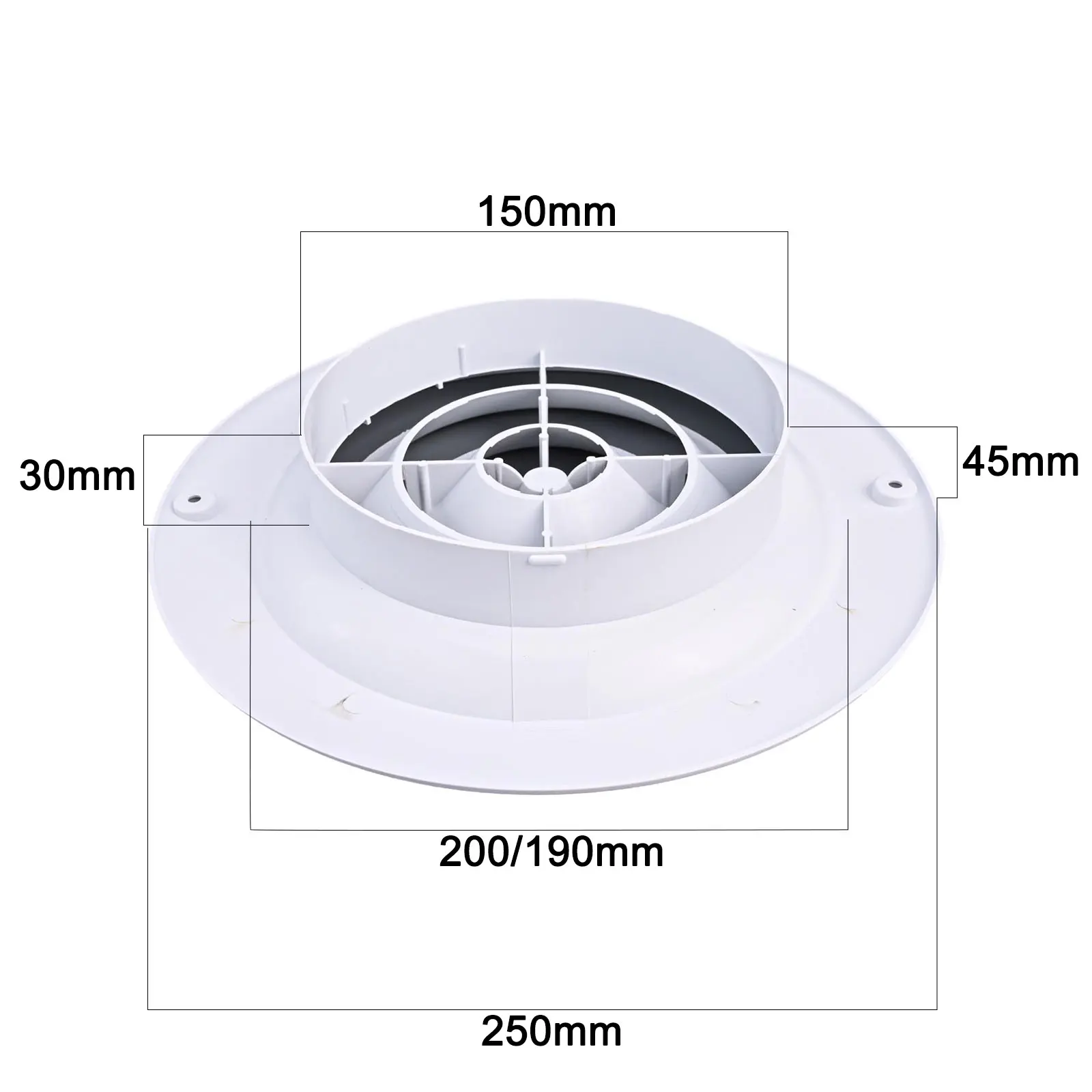 ABS Round Vent Cover with Rotating Airflow Adjustment for Wall or Ceiling Mounted Ducting Systems in Home Office Ventilation