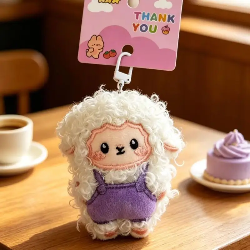 1Pcs Cute Fluffy Sheep Plush Keychains Soft Curly Fur Multiple Colors Perfect
